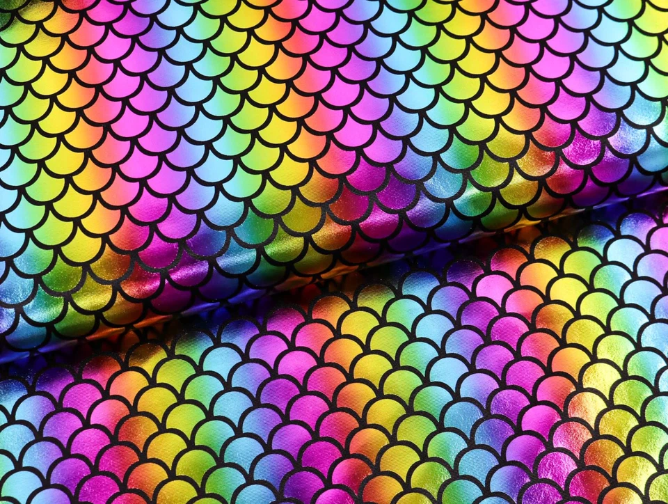 FOLIENJERSEYStoff Schuppenoptik glänzend elastisch REGENBOGEN EUR 11,98/m - Bild 1 von 2