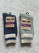 Muk luks Womens Sage Blue Lurex SuperSoft Cozy Crew Boot Socks 2-pairs Size 6-11