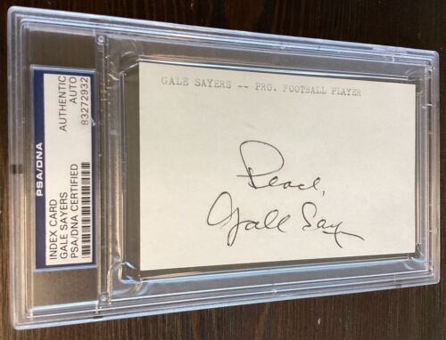 Gale Sayers Autographed "Peace" Index Card - PSA / DNA Certified Authentic Bears - Picture 2 of 3