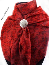 Wild Rag, Red-black Floral, Silk Scarf, Cowboy Wild Rag, Cowboy Silk Scarf