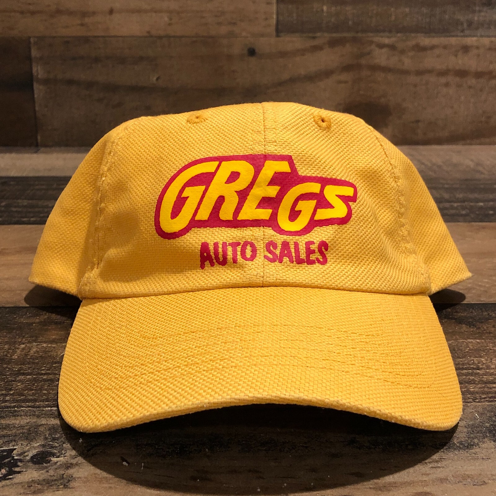 Gregs Auto Sales Hat Strapback Baseball Cap Mens Yellow Poplar Bluff