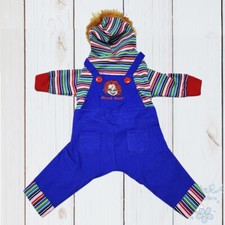 NEW CHUCKY GOOD GUYS HALLOWEEN PARTY DOG PUPPY PET COSTUME CLOTH DRESS JUMPSUIT