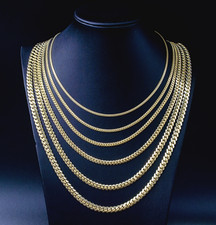 Mens 14k Gold Plated Solid 925 Sterling Silver Miami Cuban Chain 2-7mm Necklace