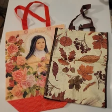 Lot Of 2 Flowers Reusable Large Totes Grocery Bags Open Box New