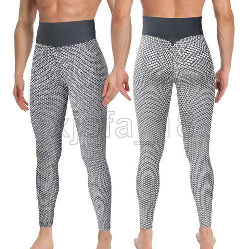 Men's Leggings Sports Gym Compression Pants Training Trousers Bubble Textured UK - Picture 23 of 30