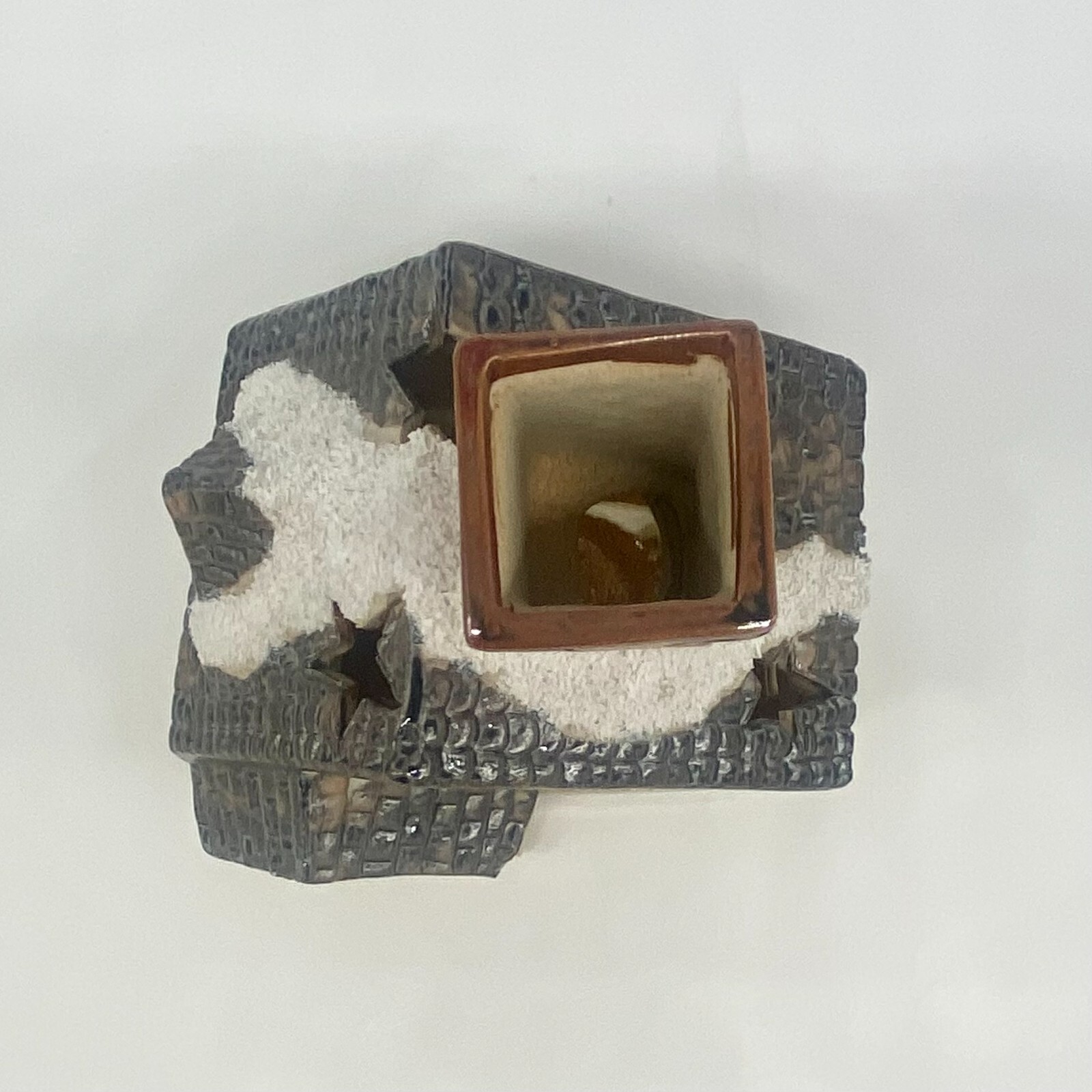 Christmas Winter Ceramic Pottery Tea Light Candle Holder House Village Cottage