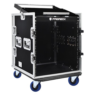 12U Rack Road Case 20'' Depth with Slant Mixer Top Professional Flight Case