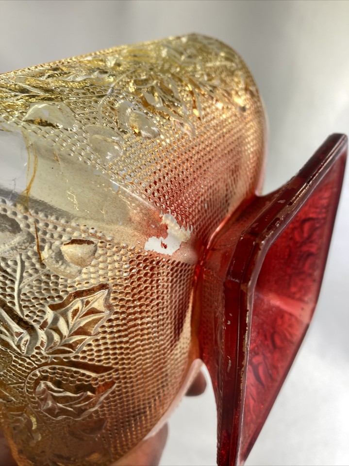 Vintage Depression Indiana Glass Ted Amber Flashed Candy Dish No Lid eBay