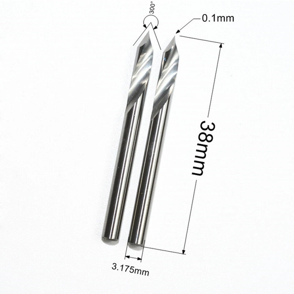 0.1mm Tip 3.175x60 Degree V Groove 1Flute Spiral Carbide Engraving Bit for Metal - Image 3 of 4