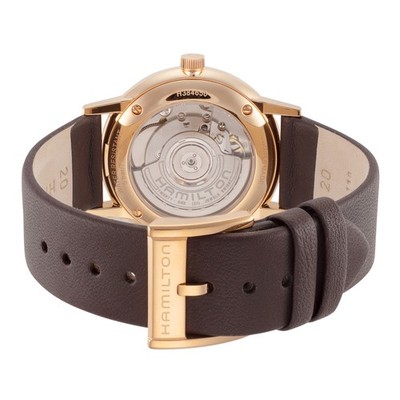 Orologio Uomo Hamilton Jazzmaster Open Heart Automatico H32705551 Cassa In Acciaio Quadrante Bianco E Cinturino In Pelle Marrone