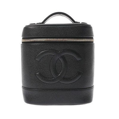 Chanel Vanity Bag A01998 Black Caviar Used