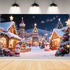 Christmas Backdrop,Xmas Decorations Backdrops for 71 X 43 Inches, Snowscape