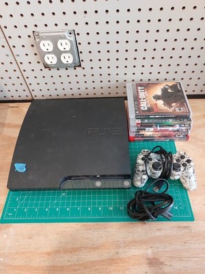 Sony PlayStation 3  Slim  120gb Cech-2001A Black Console Bundle w Games
