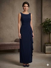 R M Richards Sleeveless Maxi Dress, Ruched bodice, Rhinestone Embellishments 16