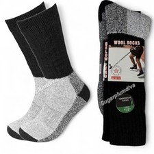 Winter Thermal Socks Merino Wool Temperature Rated -25 Black Gray 9-11 NEW 2pk