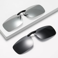 Rectangle Clip On Sunglasses Polarized UV400 Unisex Day Night Driving Glasses