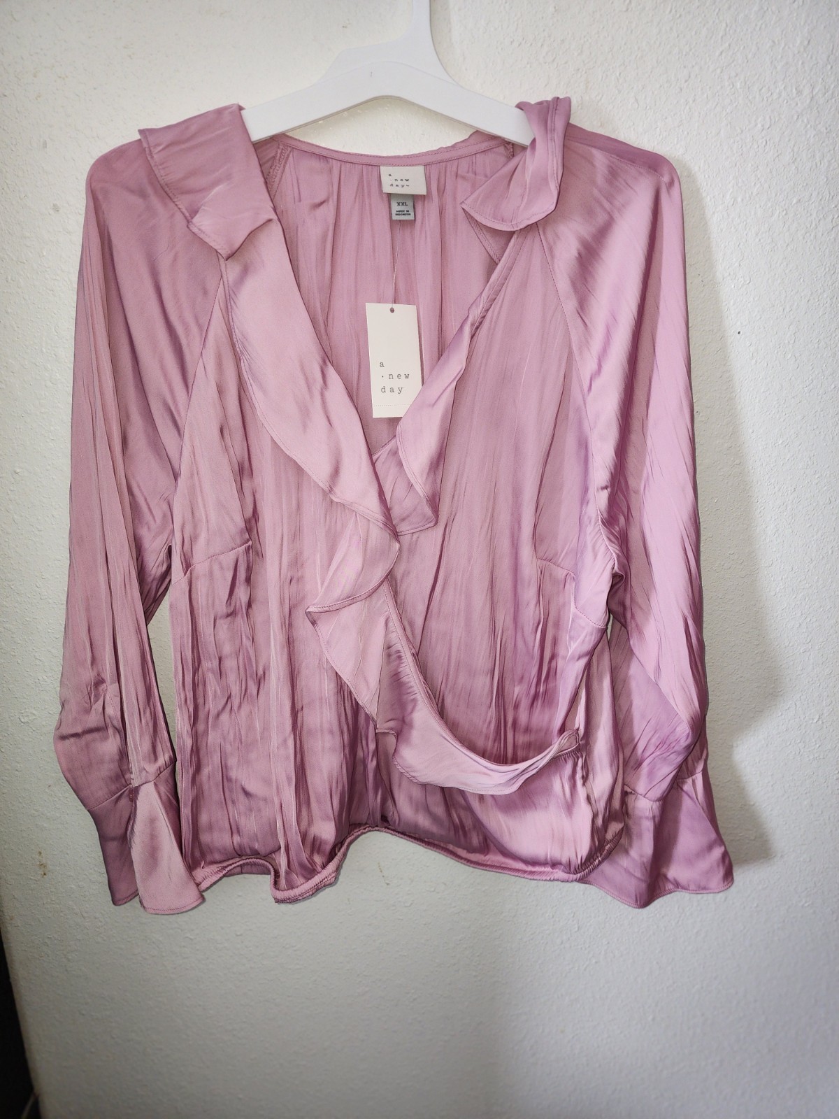 NEW- A New Day Pink Satin Blouse Size XXL