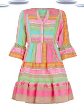 Ex  Joe Browns Womens Jacquard Tunic Dress Bell Sleeve Tiered Boho Multicolour