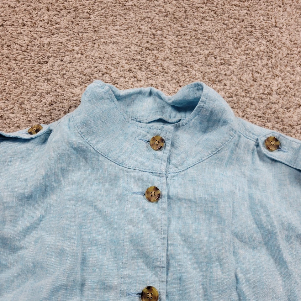 Talbots Blazer Womens 2XP Blue 100% Linen Work Office Jacket Business Button Up  - Image 2 of 4