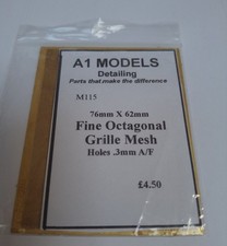 A1Models M115 Brass Grille Mesh. 76mmx62mm Sheet  .3mm Octagonal Holes. 