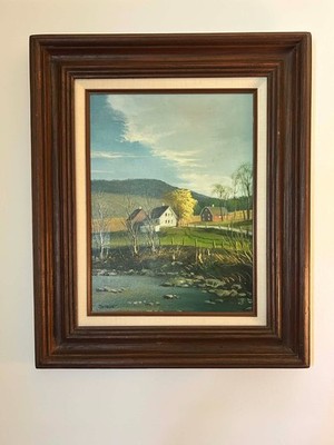 Vintage Framed Signed Painting BEAUTIFUL FARM HOUSE 19x23 RARE INVEST!