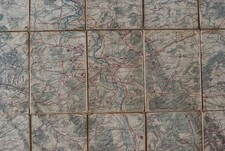 CARTE de TYPE ÉTAT-MAJOR VERDUN et ses environs En couleur sur toile -vers 1870