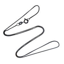 Blackened Venetian Box Chain Necklace Vintage Italy Sterling Silver 925 18"