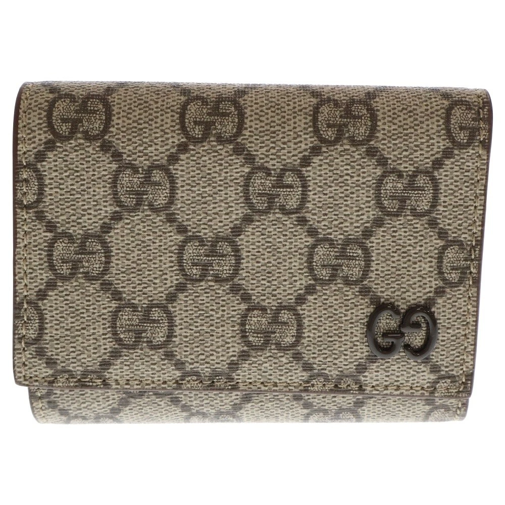 Portefeuille GUCCI GG Supreme Compact avec détails portefeuille triple pli beige 769225
