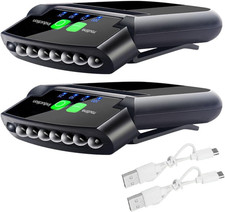 2 Pcs LED Hat Lights Clip On, Cap Light with USB Cable, Rechargeable Cap Lights