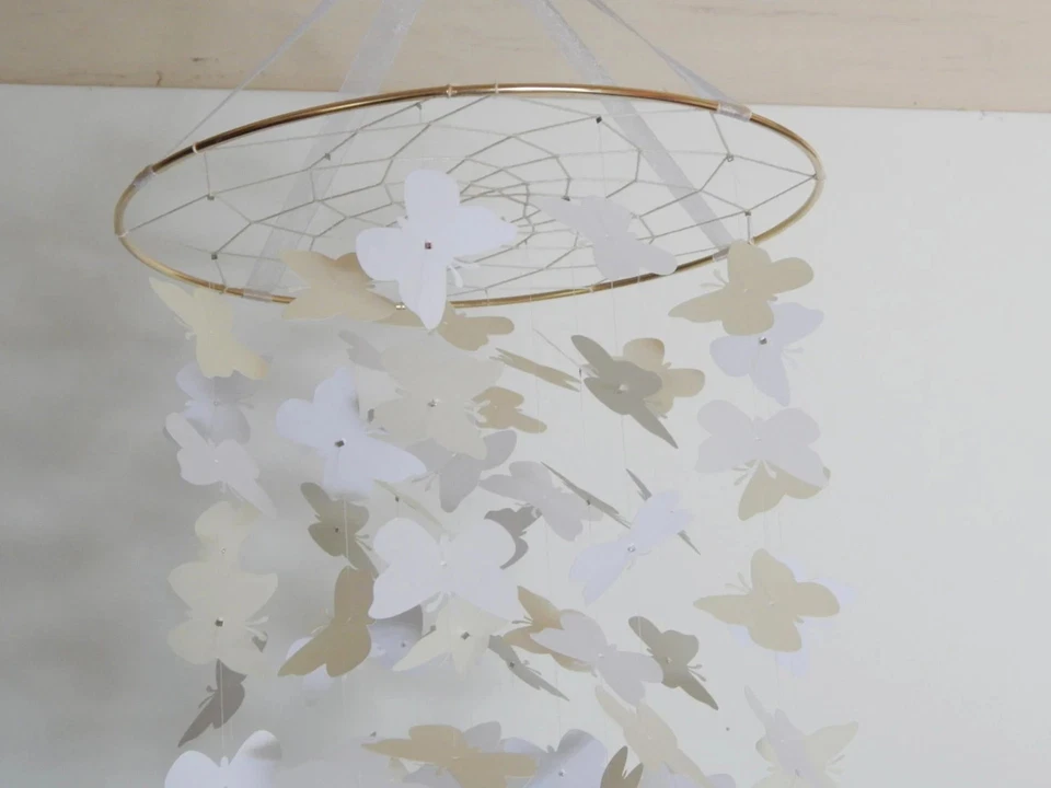 White and Ivory Butterfly Nursery Mobile - Image 2 of 4