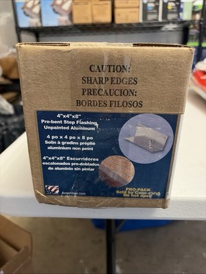 (100 BOX) Amerimax 6876835 Step Flashing Mill Unpaint Aluminum Pre-Bent 4''x4''x8''