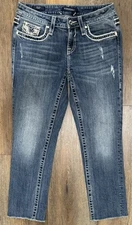 Vigoss Womens Chelsea Capri Heritage Fit Straight Leg Raw Hem Sz 3/4 X L25