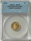 New Listing2016 $5 Gold American Eagle ANACS MS70
