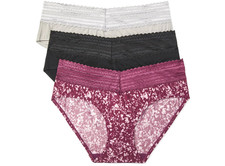 Warners Hipsters SZ 2XL 3-Pk Microfiber W/ Lace Dig Free Waistband Blissful Be..