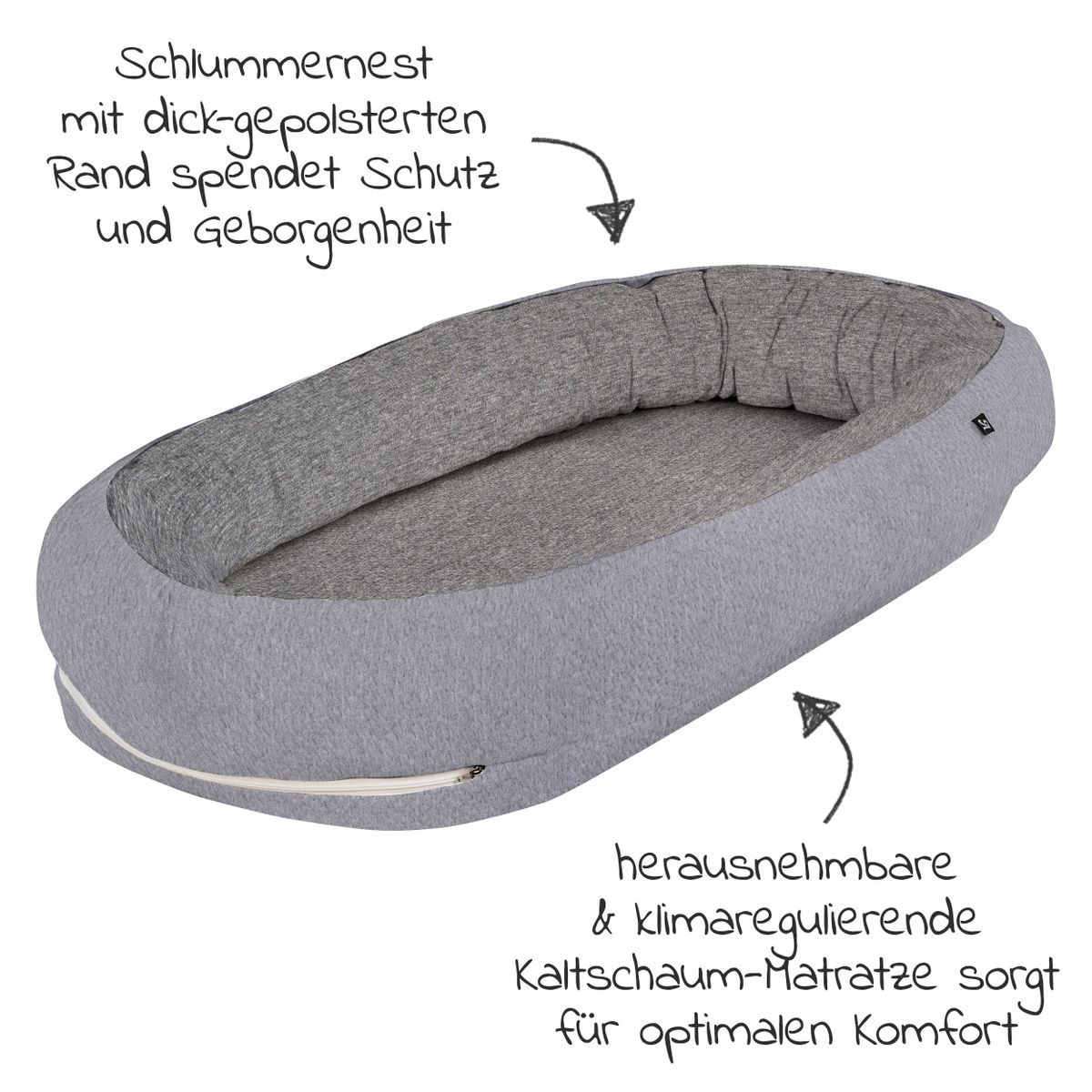 Juego de funda de cama de bebé Alvi Birthe nido de dormir piqué blanco - Nuevo