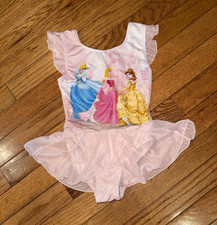 Vintage Y2K Disney Princess Cinderella Belle Aurora Pink Ballet Dress Romper XS