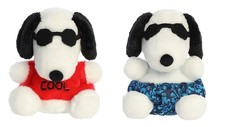 Aurora Beagle Snoopy Palm Pal Plush 2 Piece Bundle, Joe Cool and Surfer 5 Inches