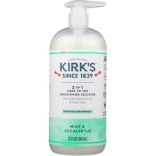 Kirk’S 3 In 1 Head To Toe Nourishing Cleanser Mint & Eucalyptus 32 Oz