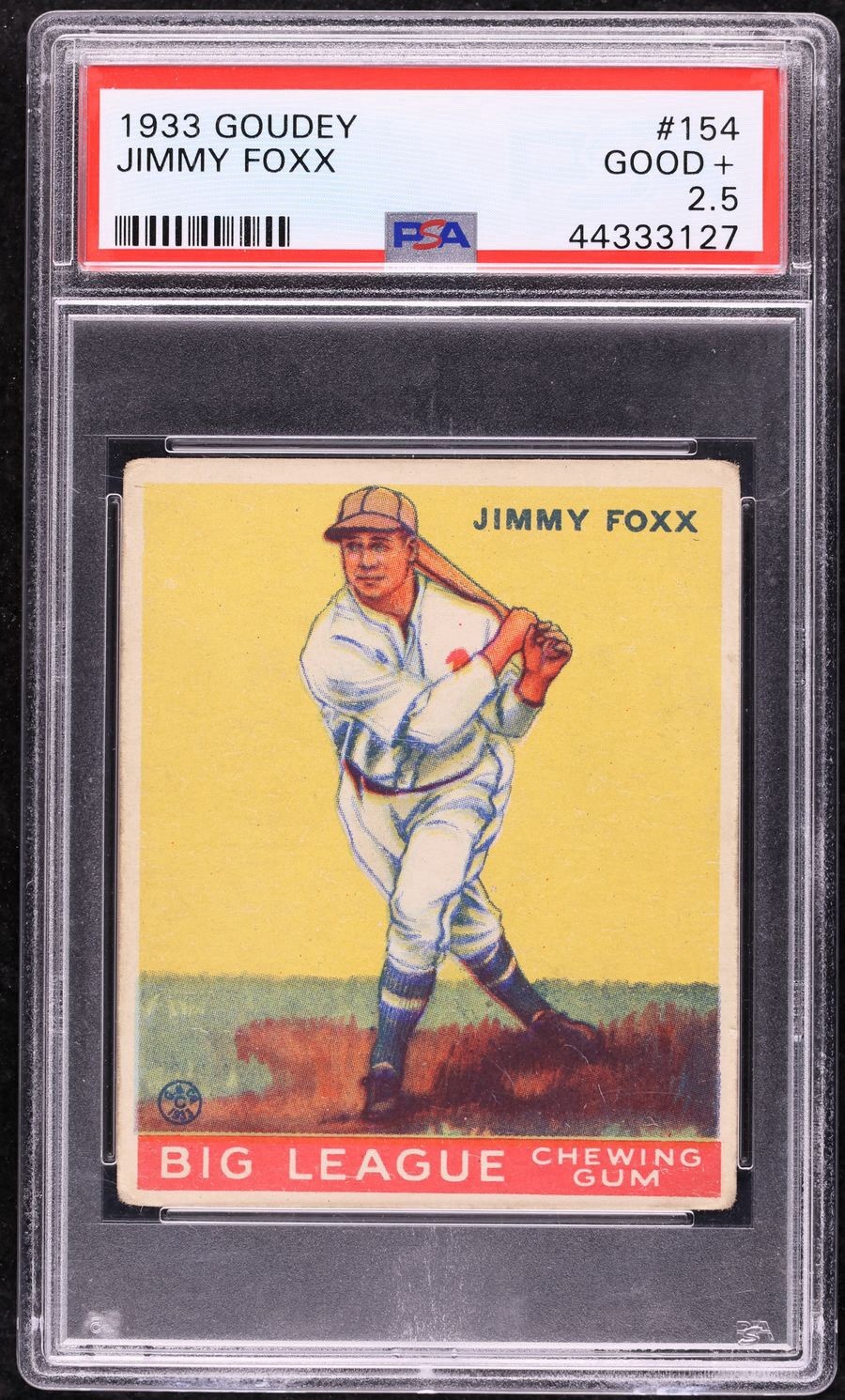 1933 Goudey Jimmy Foxx PSA 2.5 GOOD+  #154  Centered  Fanatics A Eye Appeal