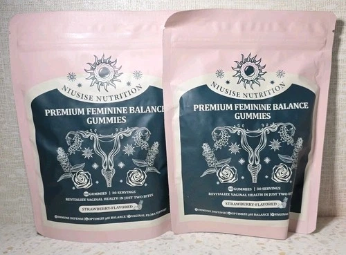 Lot of 2 Niusise Nutrition Premium Feminine Balance Gummies 60 Count Each 06/27