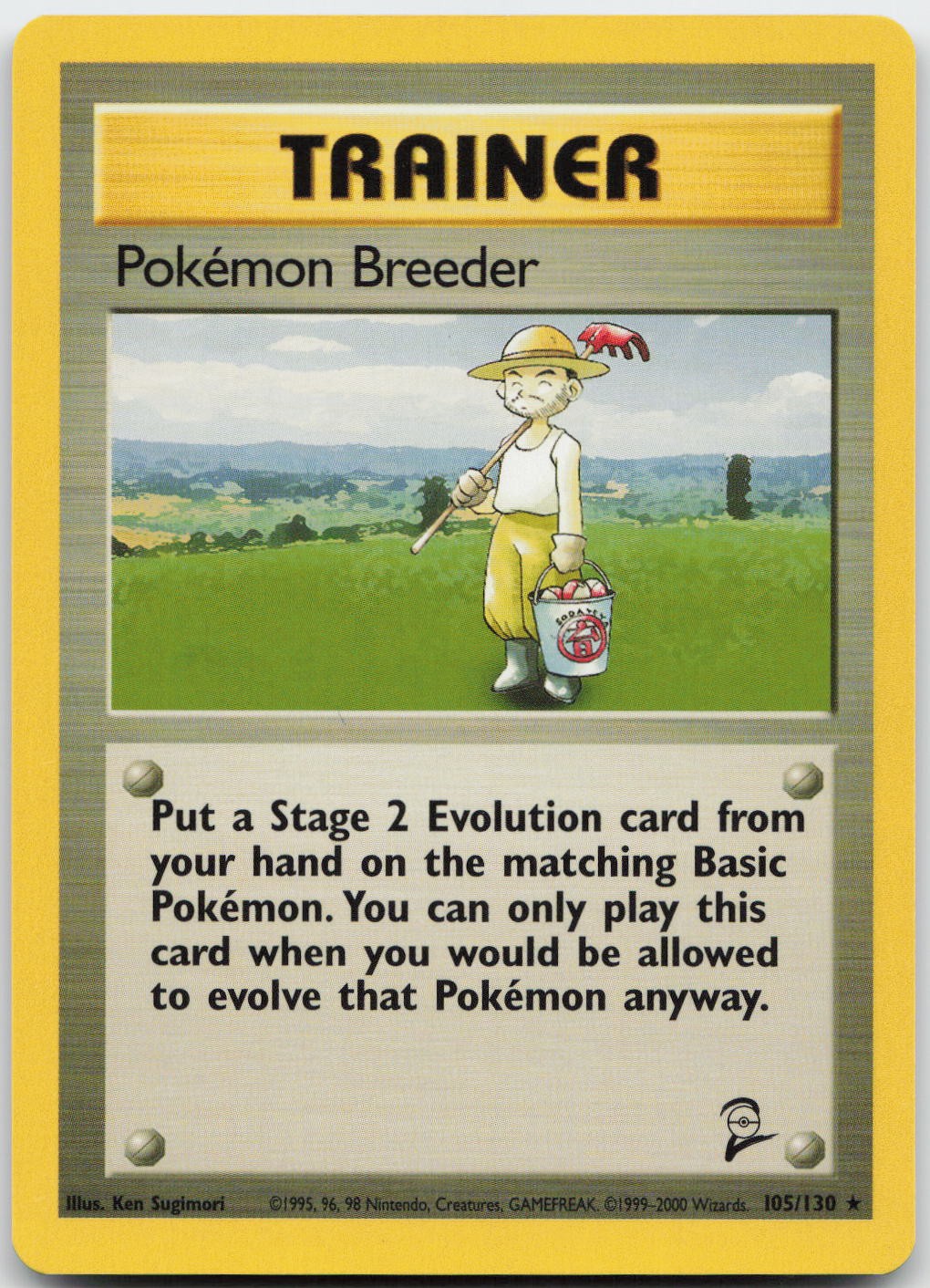Pokemon Breeder 105/130 Rare Base Set 2 Pokemon Lightly Played