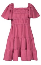 NEW Bonnie Jean Girls Size 16 "ROSE SMOCKED BODICE" Tiered Tie Back Dress NWT