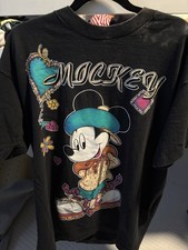Vintage 90s Mickey Mouse Disney T Shirt One Size USA Made Street Style Black