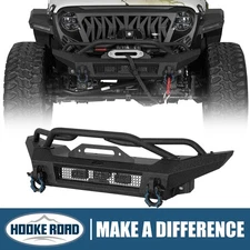 Hooke Road Front Bumper For 2018-2025 Jeep Wrangler JL JT w/LED Lights & D-Rings