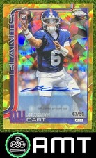 Jaxson Dart RC Auto 2025 Topps Chrome Sapphire 43/50 Rookie Gold New York Giants