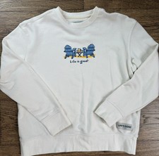 Life is Good Womens White Lounge Sweatshirt Medium EUC