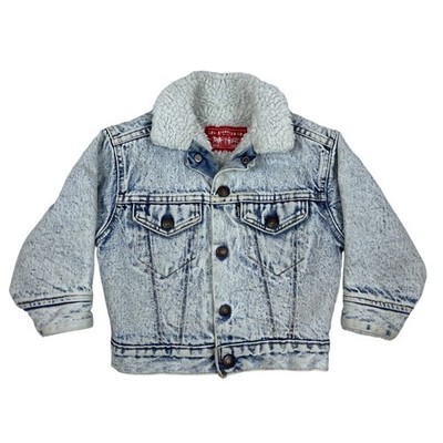 Levis Kids Sherpa Lined Denim Jacket Blue Faded Look Cozy & Stylish Outerwear
