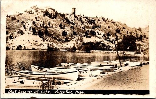 Real Photo Postcard Boat Landing at Lake, Valentine, Nebraska used in 1916