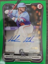 2026 Bowman #PRV-HG Hunter Goodman Paper Veteran Auto Green /99 Colorado Rockies