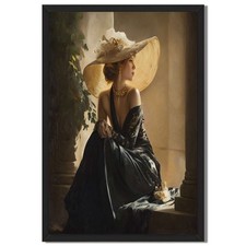 Elegant Woman Portrait Framed Canvas Print Vintage Wall Art